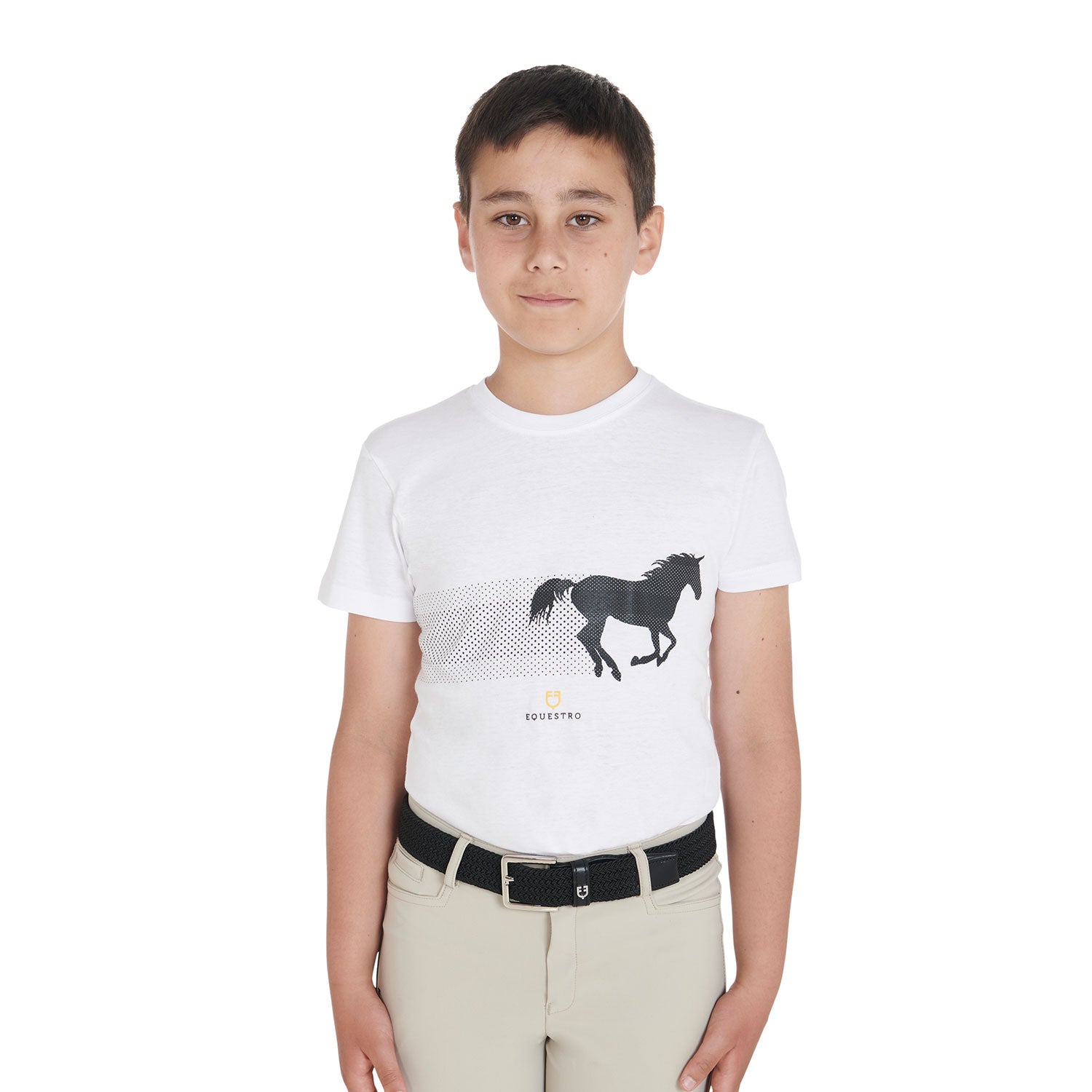 Equestro horse pois boy t-shirt - Colore WHITE