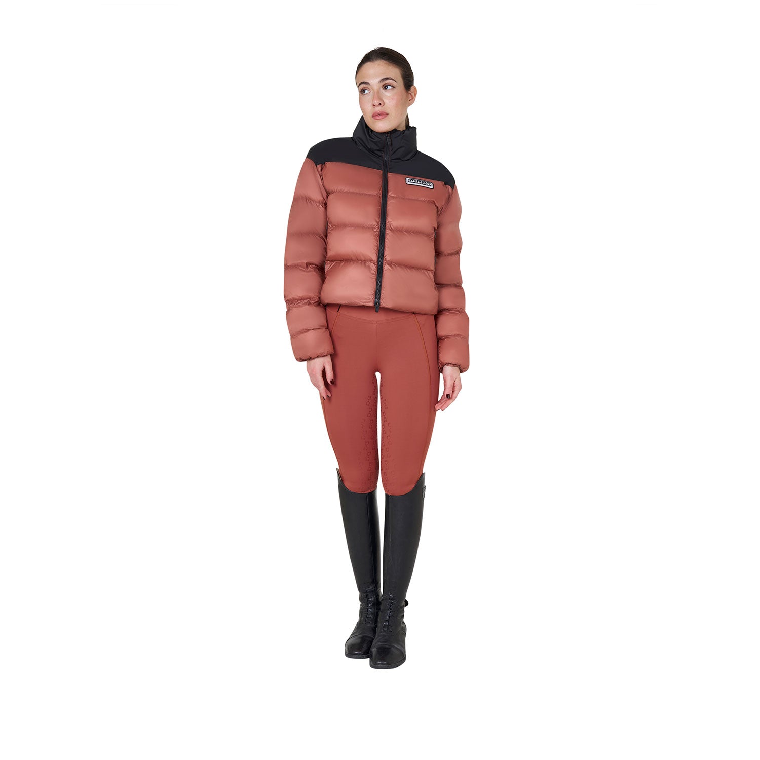 Equestro women's cropped stretch fabric jacket - Colore REDWOOD (18-1443)
