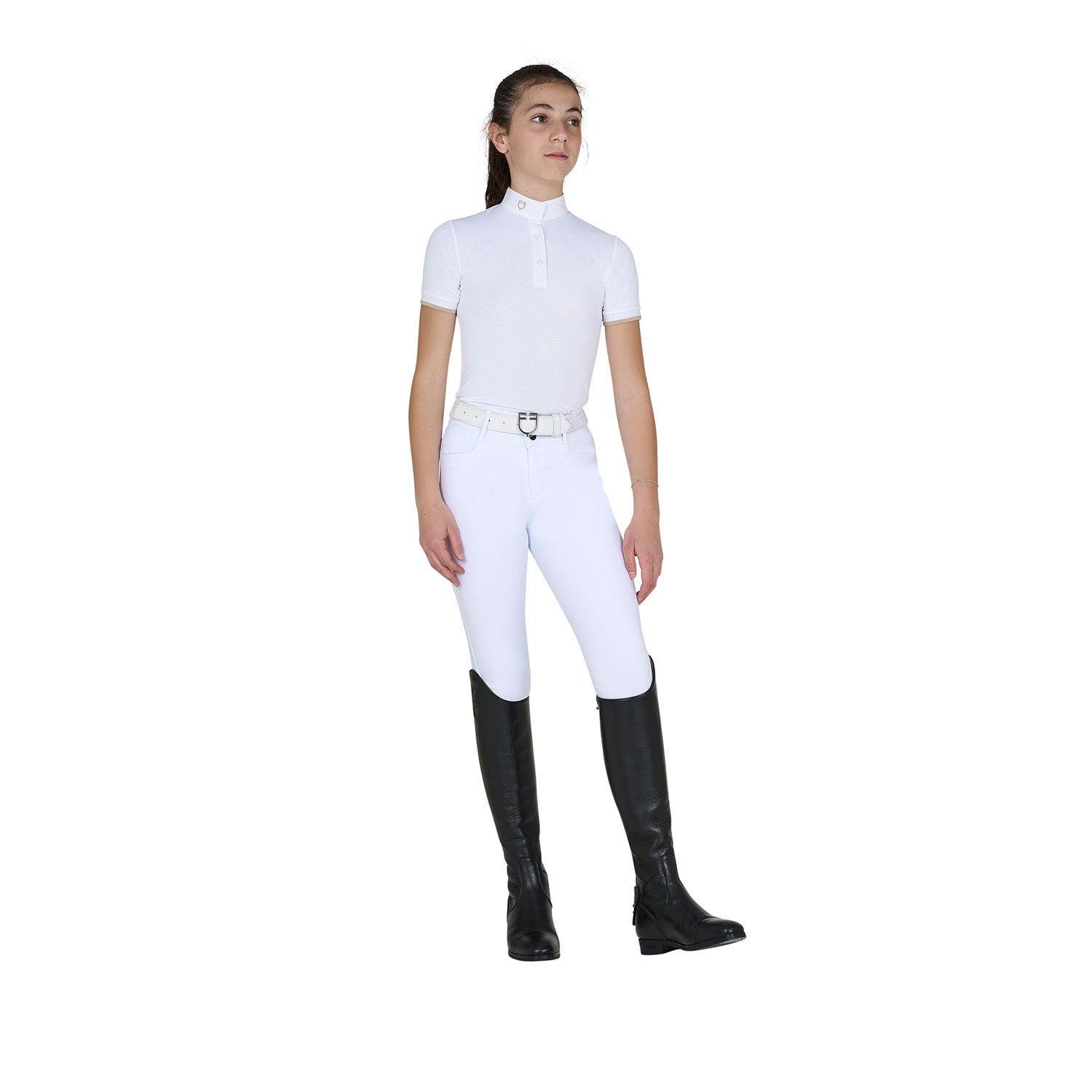 Equestro polo bimba manica corta modello clara - Colore WHITE/OXFORD TAN (15-1306)