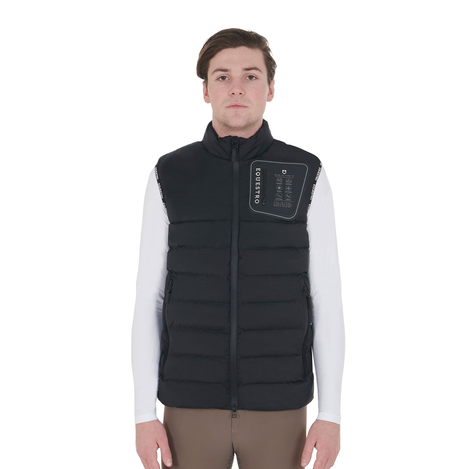Equestro men's stretch fabric quilted vest - neutra