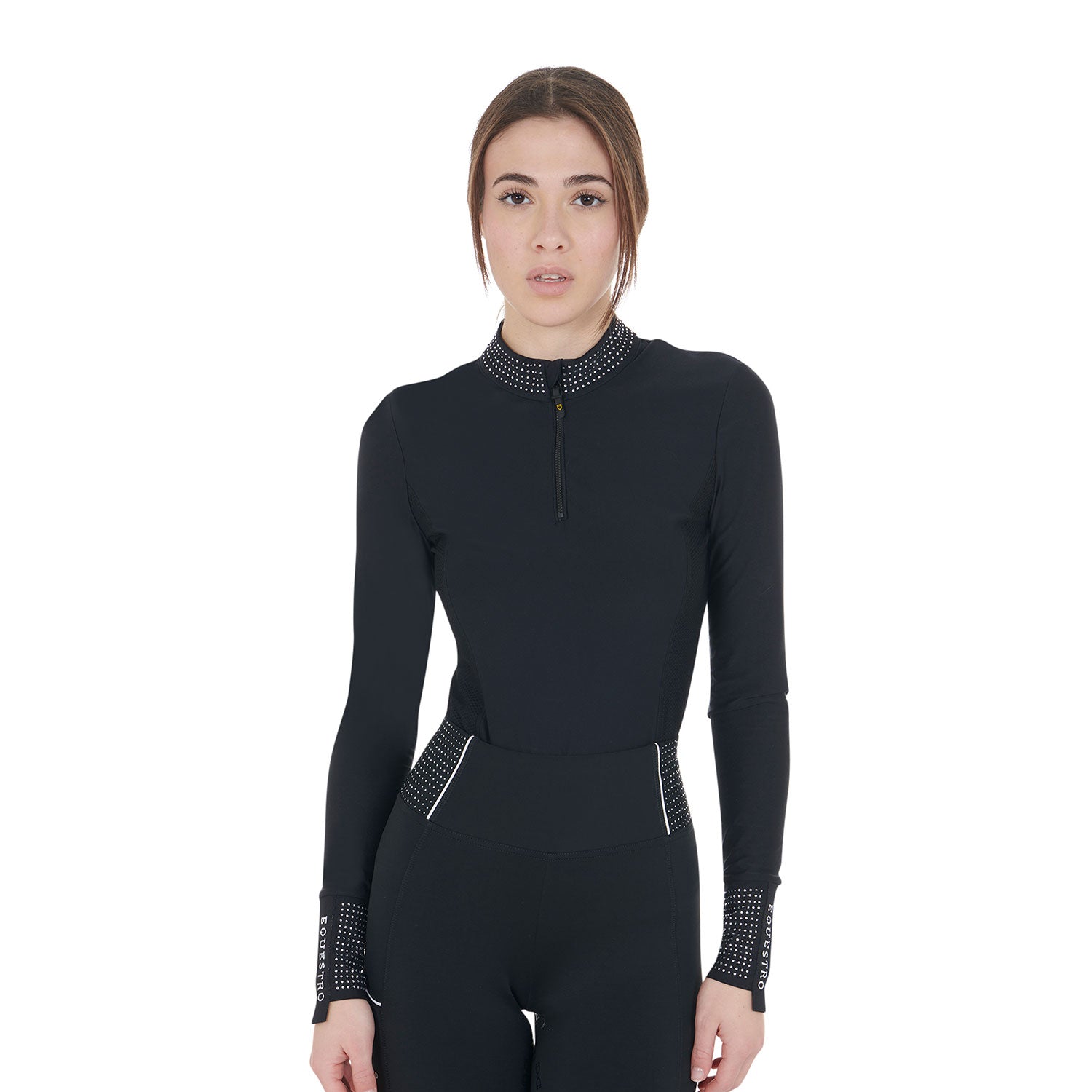 Equestro women's strass technical training polo - neutra