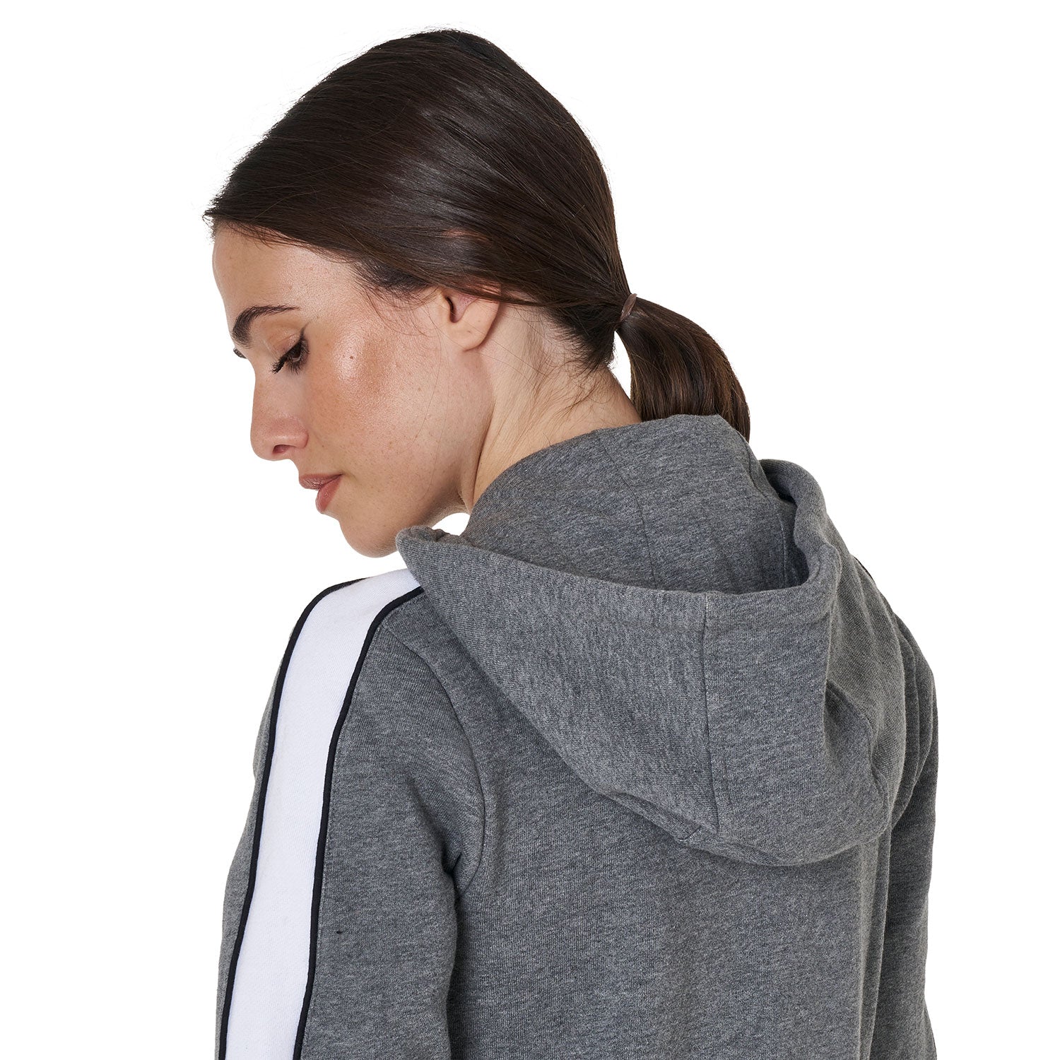 Equestro women's cotton fleece hoodie zip - Colore GREY MELANGE
