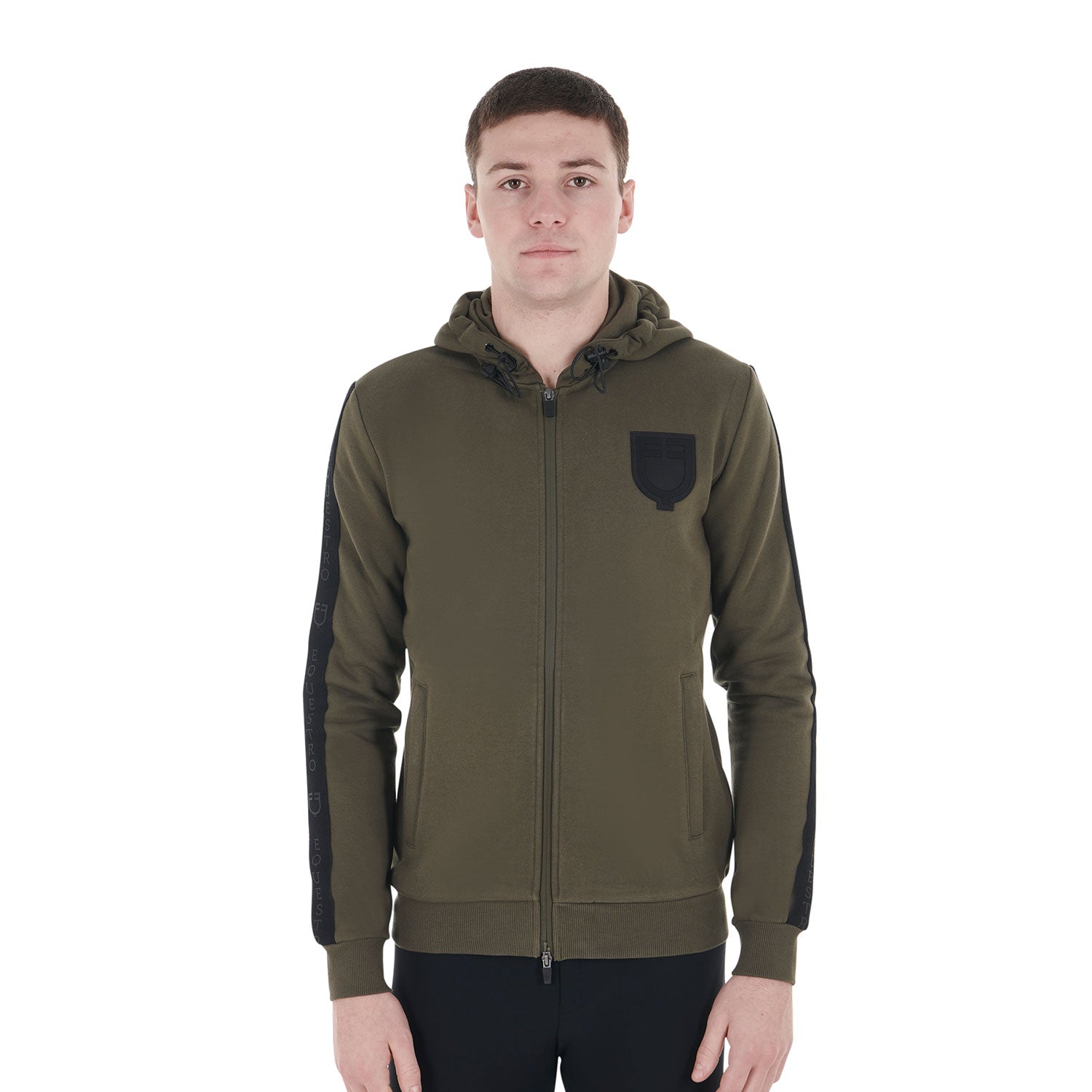 Equestro men's full zip hoodie with inside fleece - neutra