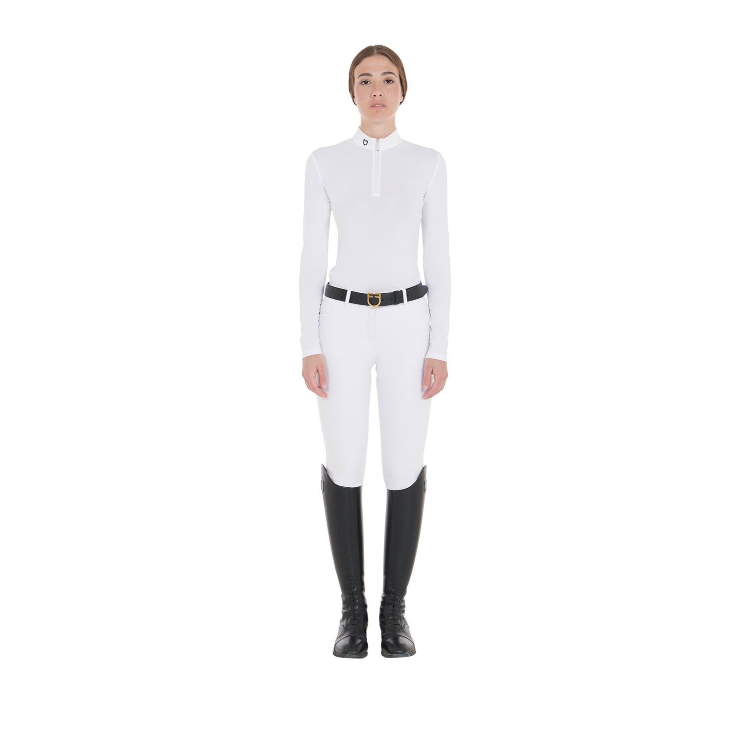 Equestro polo donna manica lunga modello "artemis" - Colore WHITE