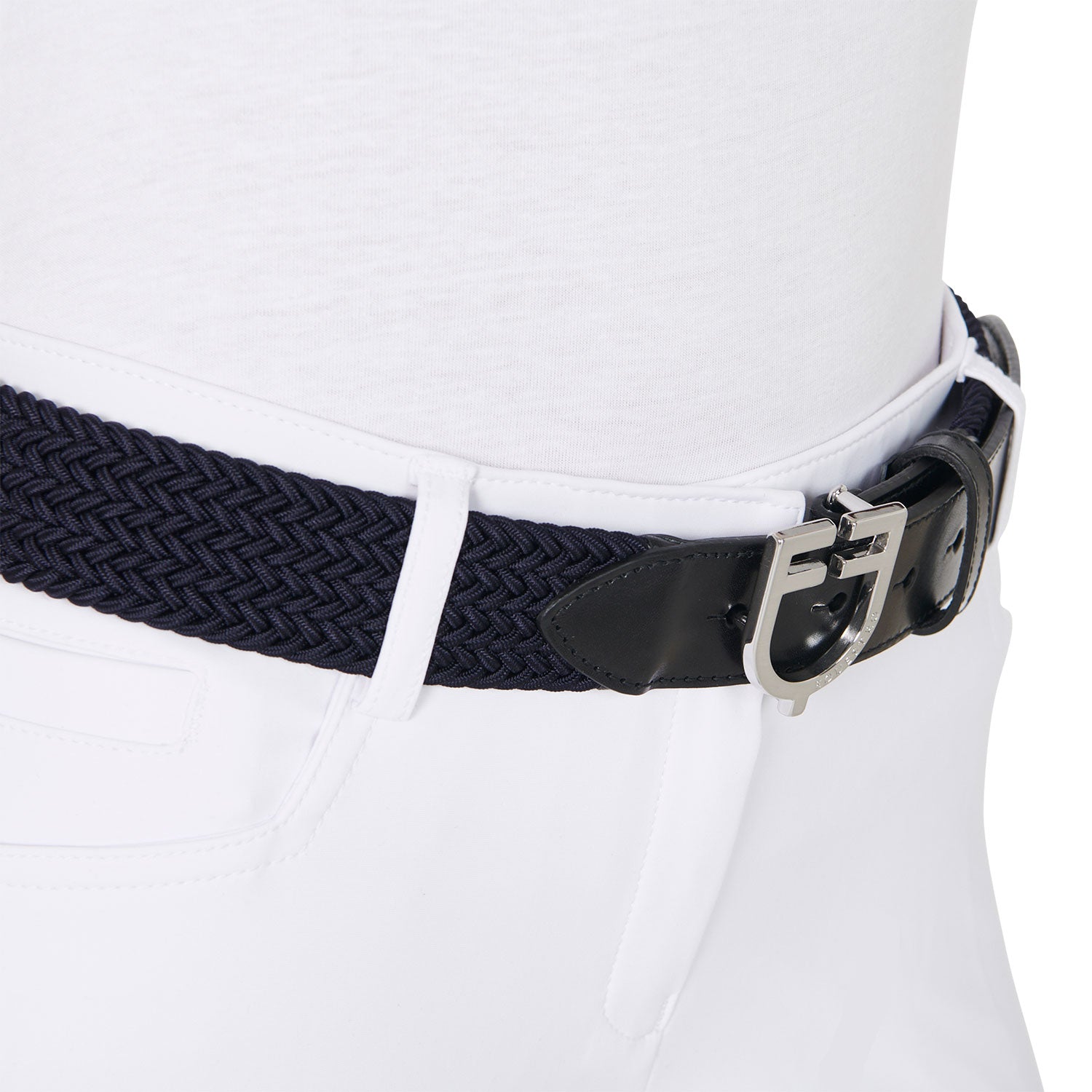 Equestro cintura elastica con fibbia logo - Colore SILVER/NAVY