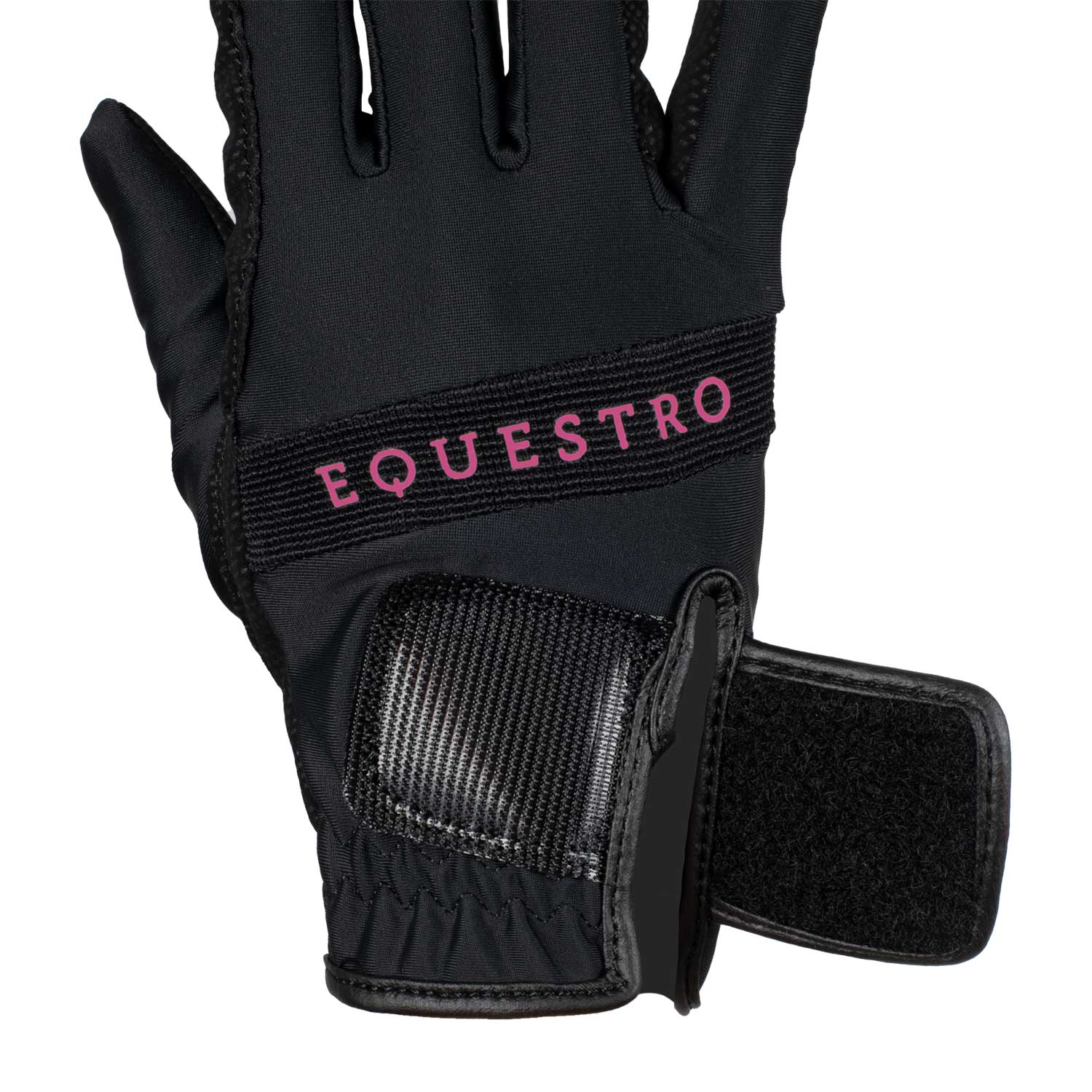 Equestro multicolor logo gloves - Colore BLACK/FUCSIA
