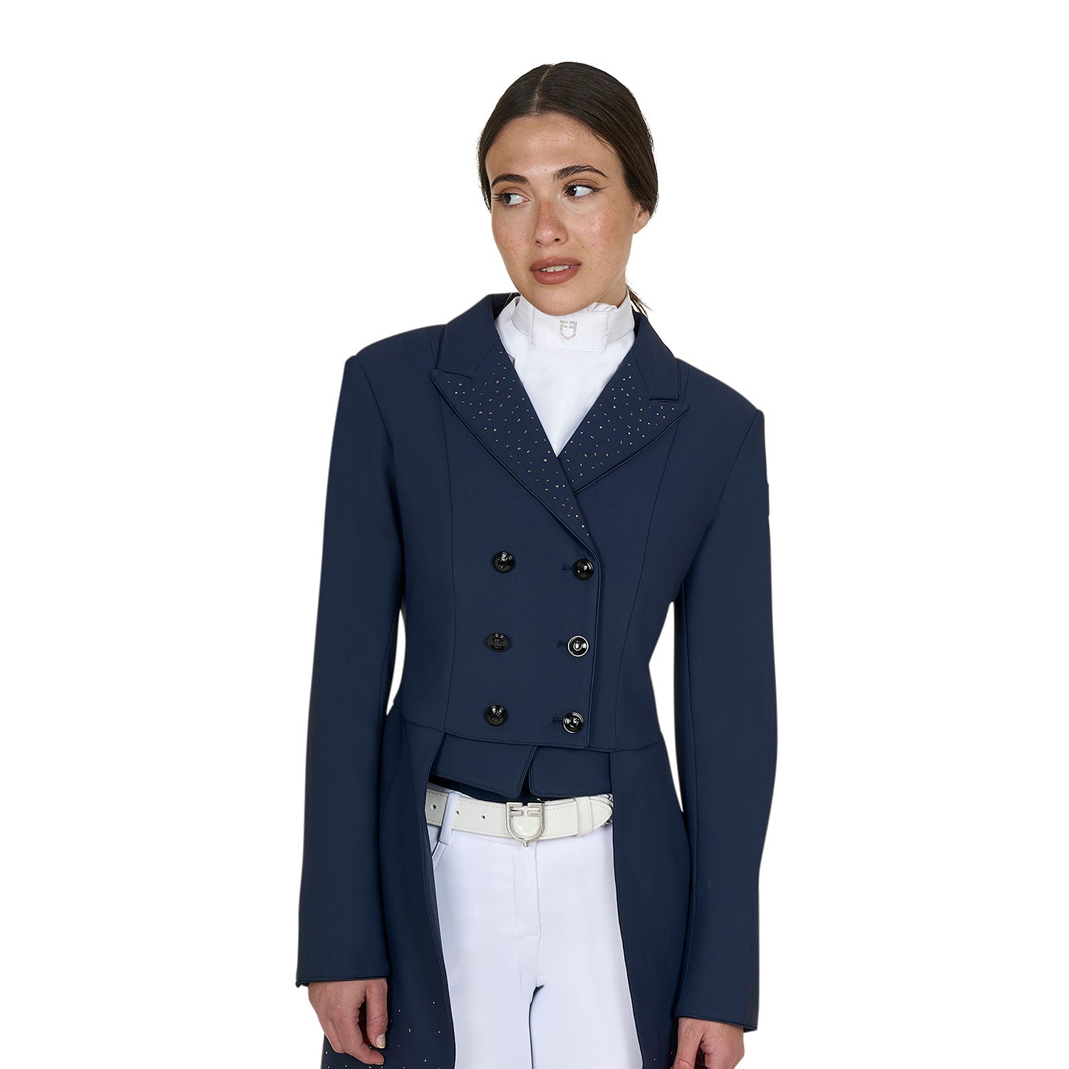 Equestro women's  black label collection competition strass rain tailcoat - neutra
