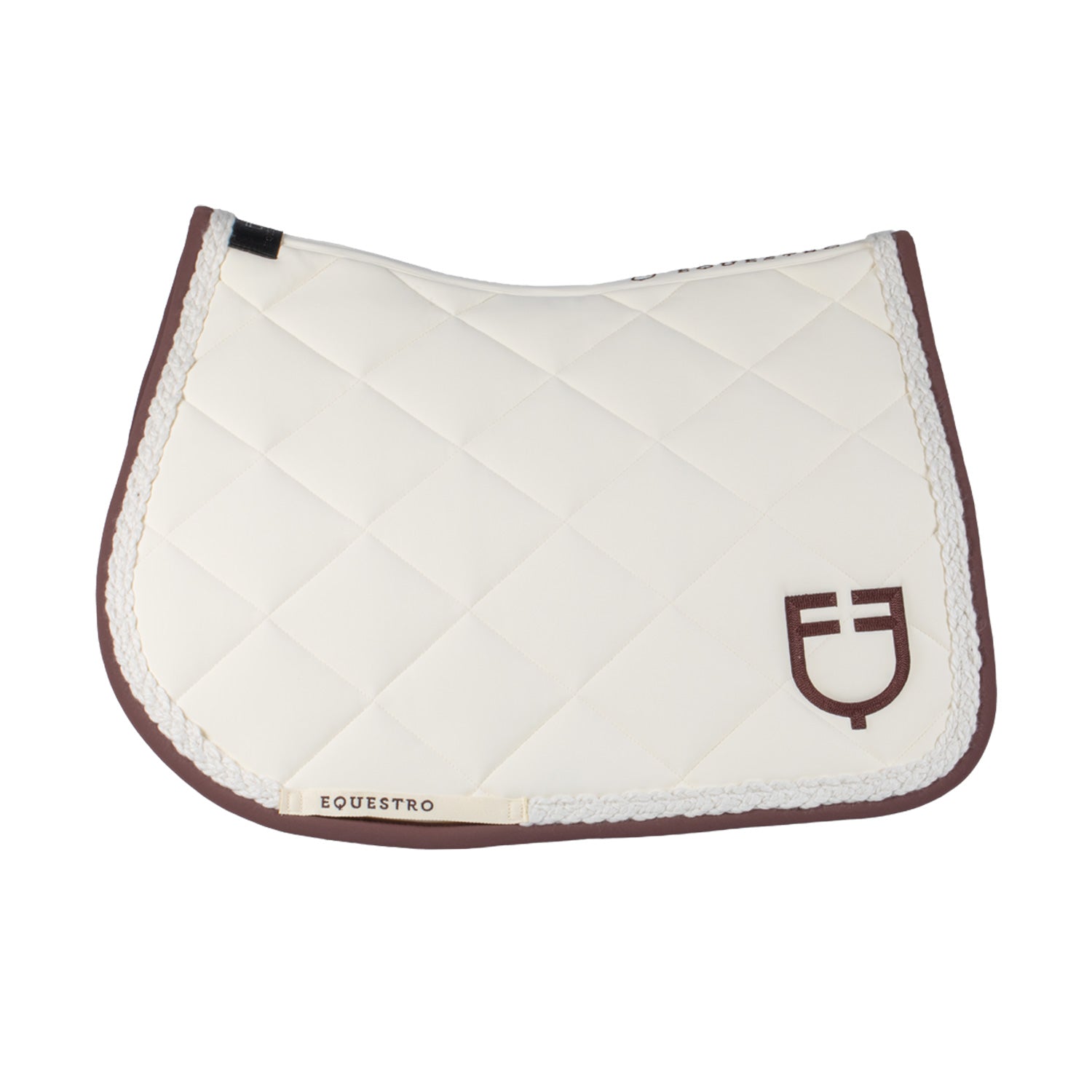 Equestro braided cord jumping saddle pad - Colore ANTIQUE WHITE (11-0105)/MARRON (18-1415)