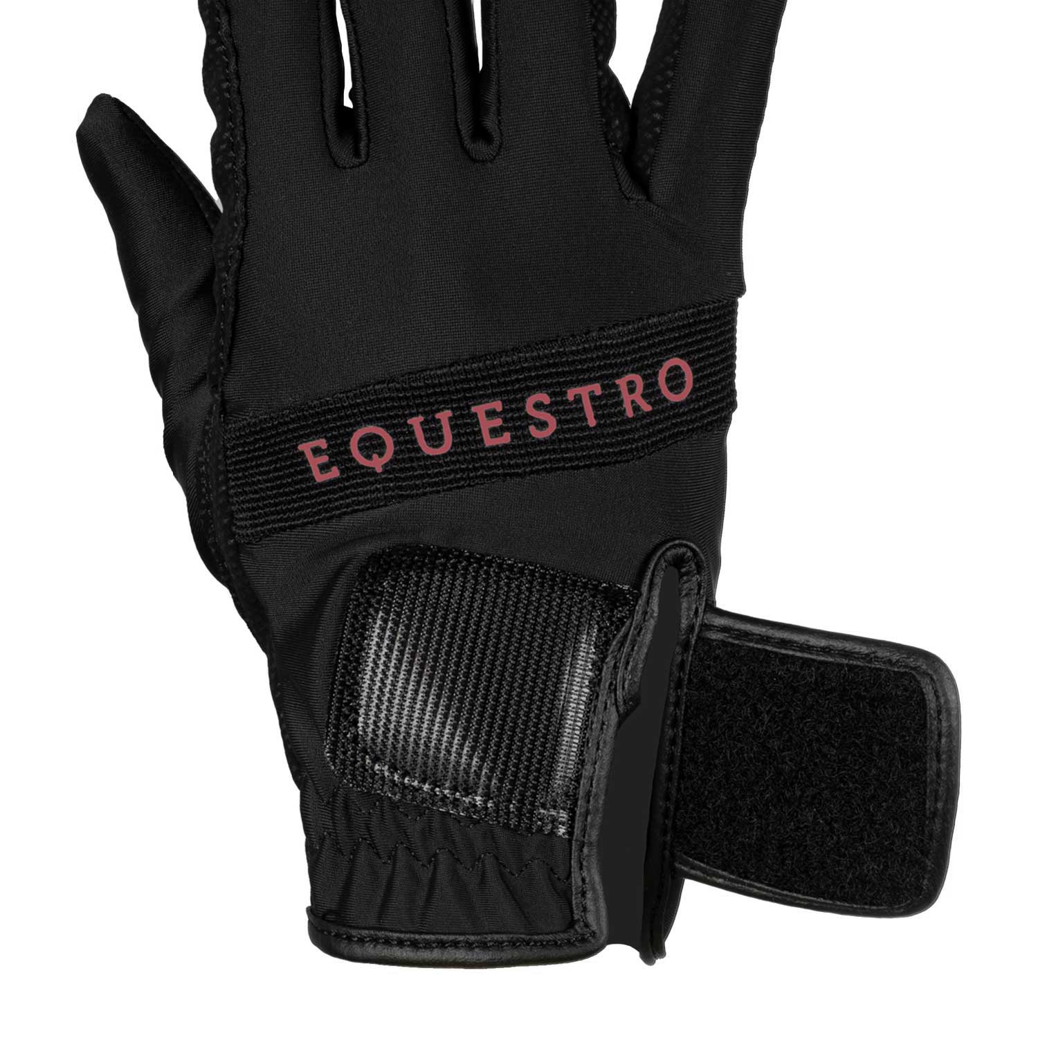 Equestro multicolor logo gloves - Colore BLACK/REDWOOD (18-1443)