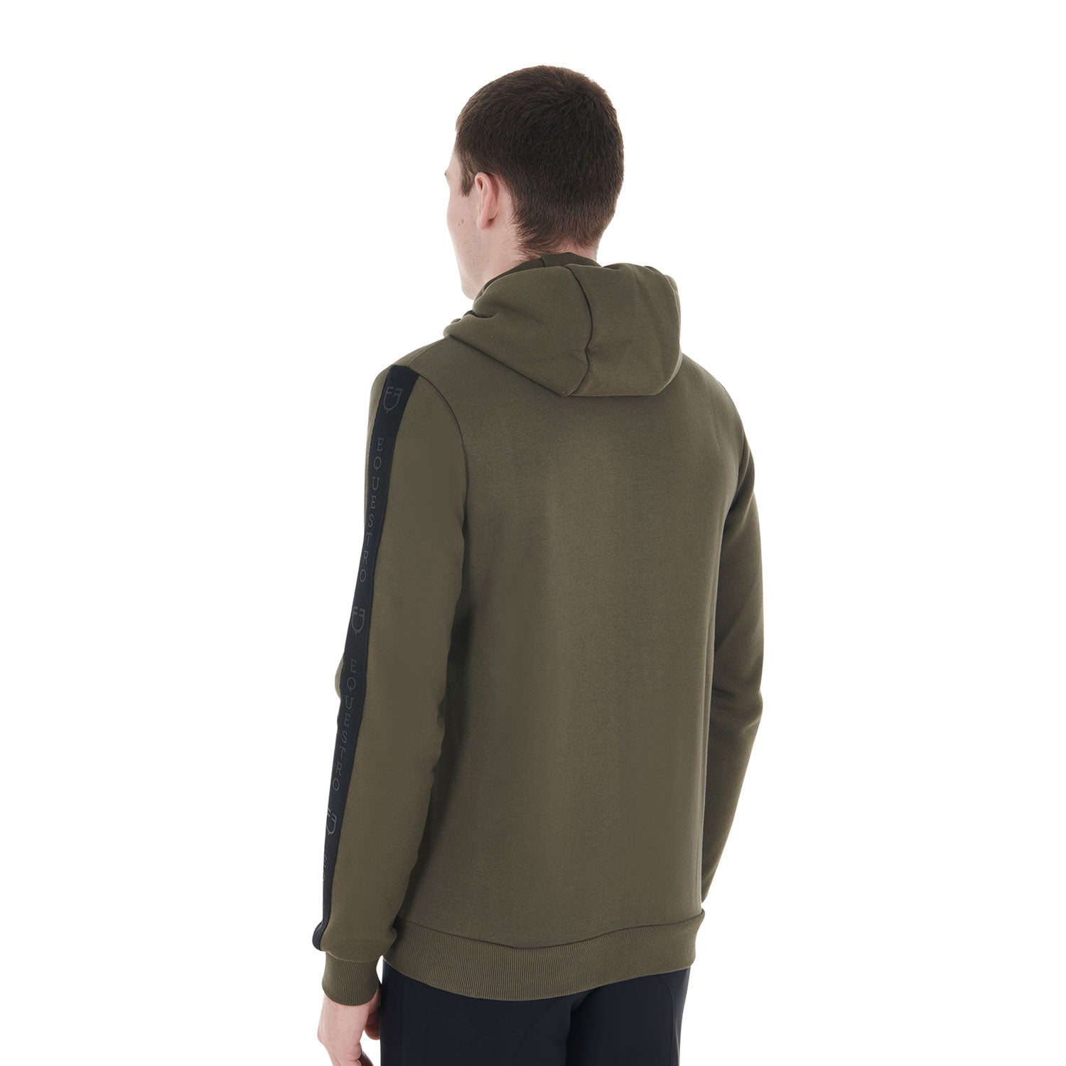 Equestro men's full zip hoodie with inside fleece - Colore IVY GREEN (19-0512)