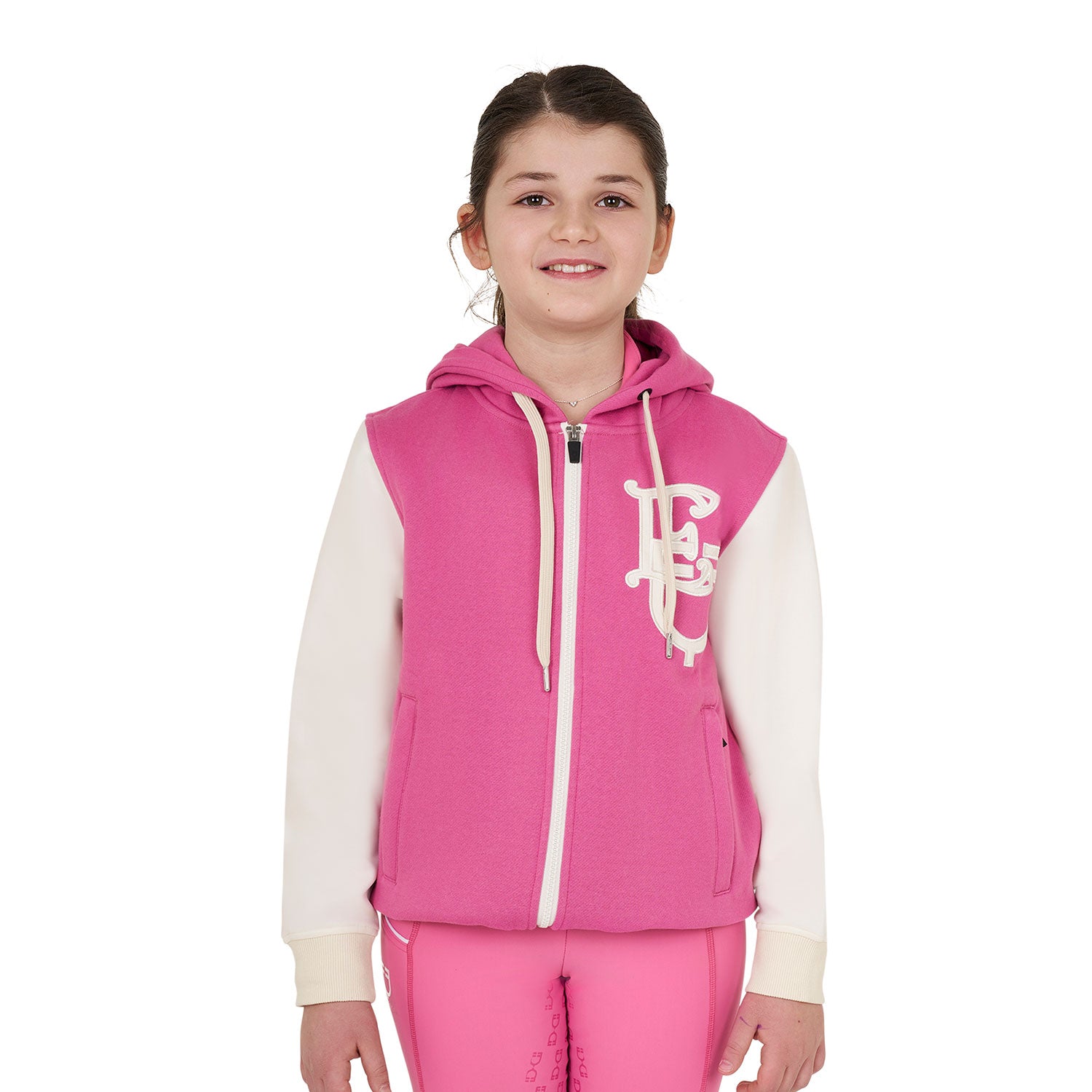 Equestro girl's eq bicolor hoodie - Colore CHATEAU ROSE (17-2120)/ANTIQUE WHITE (11-0105)