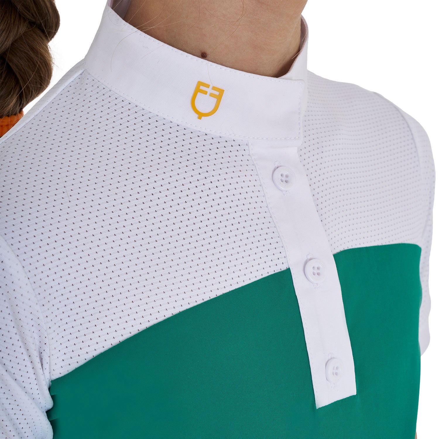 Equestro girl polo shirt ss buttons 1/2 mesh - Colore ULTRAMARINE GREEN (18-5338)