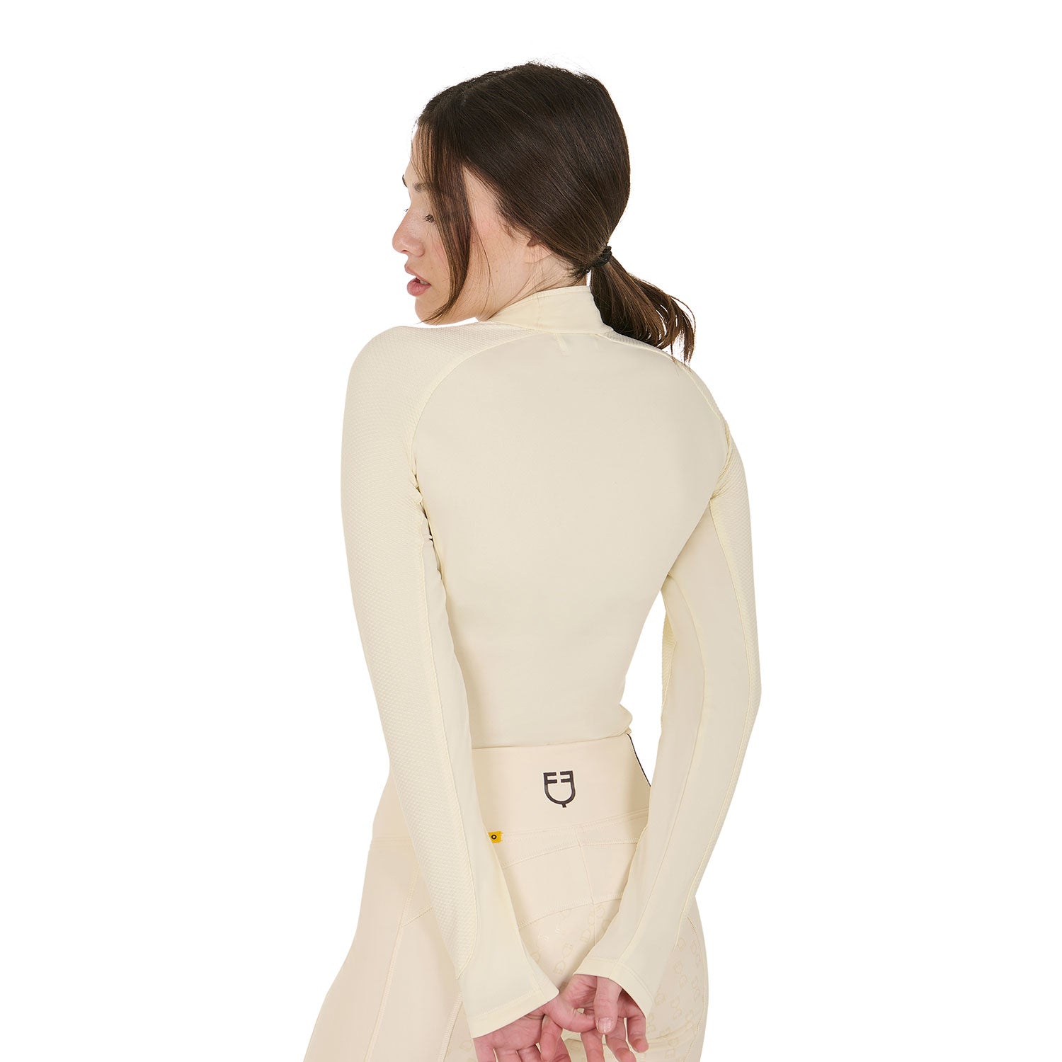 Equestro base layer donna equestro in tessuto tecnico - Colore ANTIQUE WHITE (11-0105)/MARRON (18-1415)