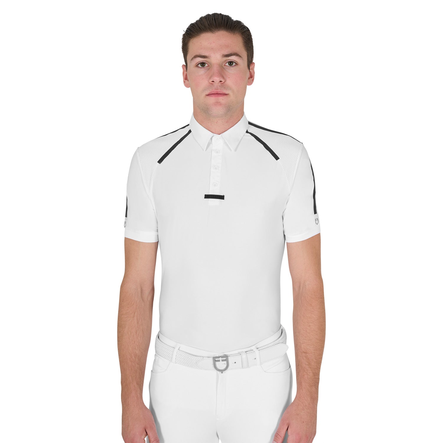 Equestro men's competition polo shirt ss buttons - neutra