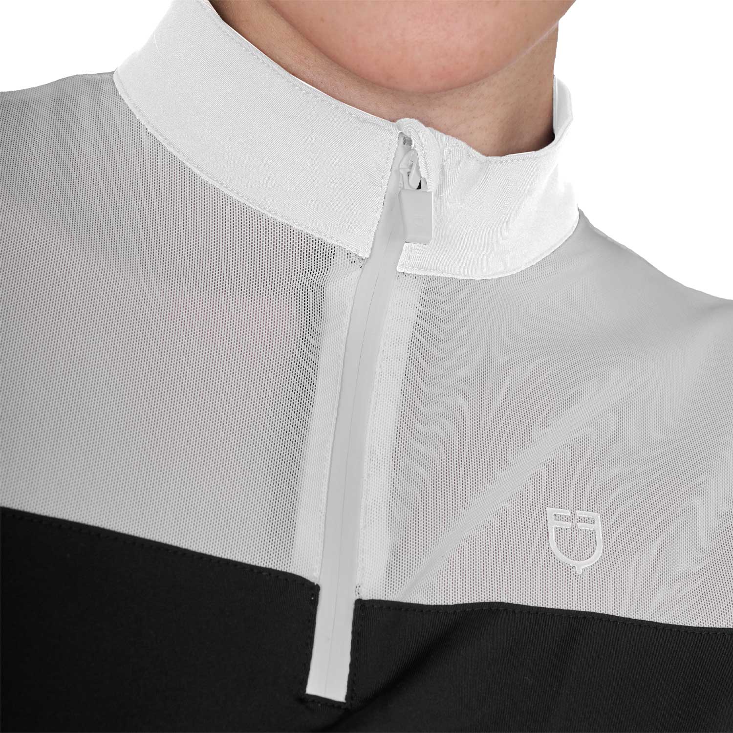 Equestro women's micro mesh training polo shirt - Colore BLACK/BLACK
