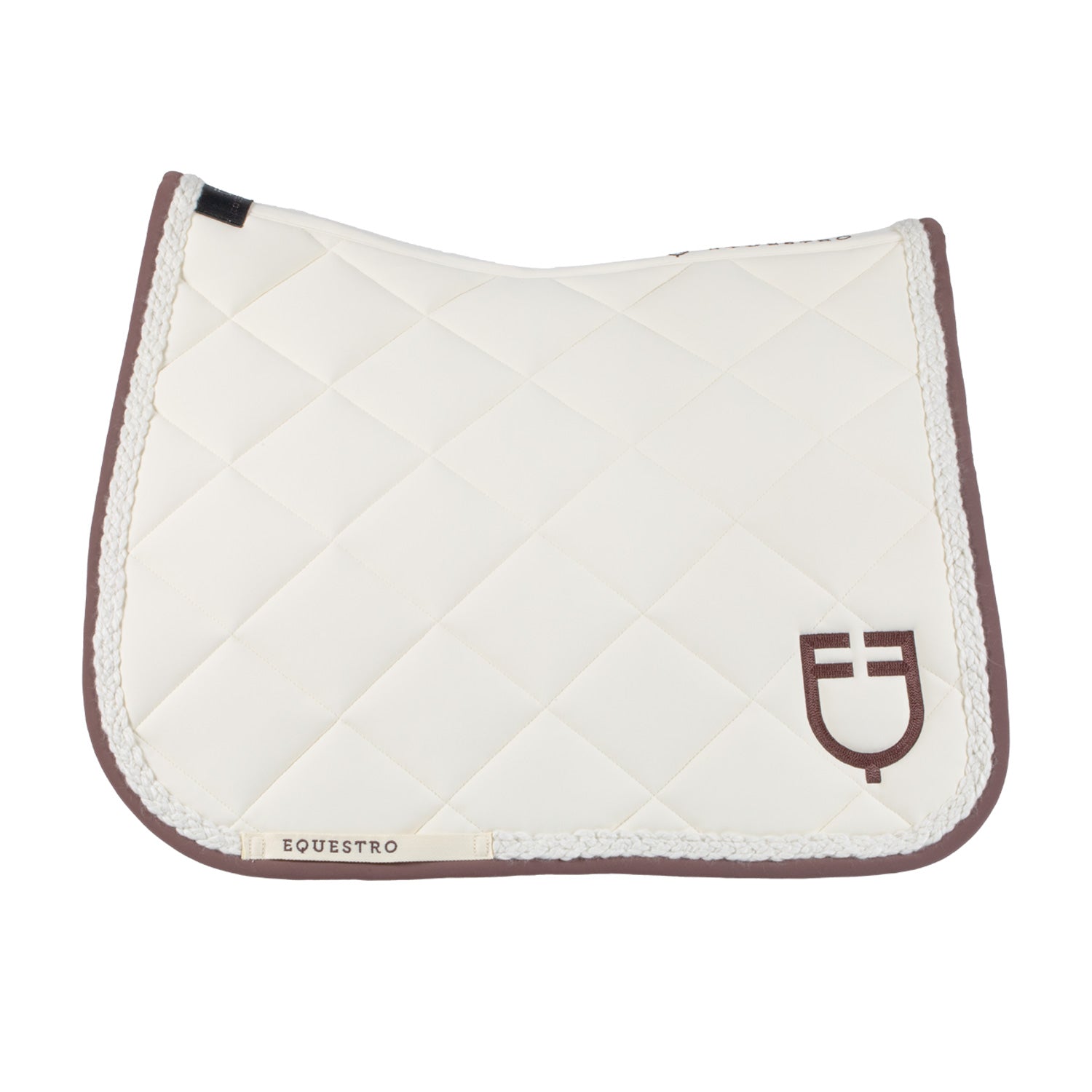Equestro braided cord dressage saddle pad - Colore ANTIQUE WHITE (11-0105)/MARRON (18-1415)
