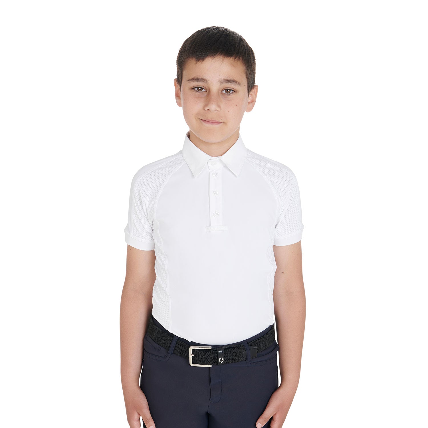 Equestro boy polo shirt ss buttons 1/2 mesh - neutra