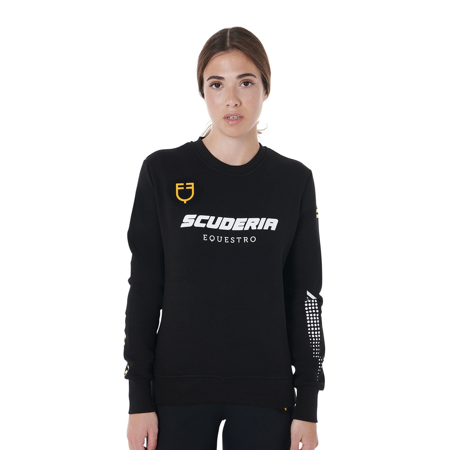 Equestro women's scuderia equestro collection round neck sweatshirt - neutra