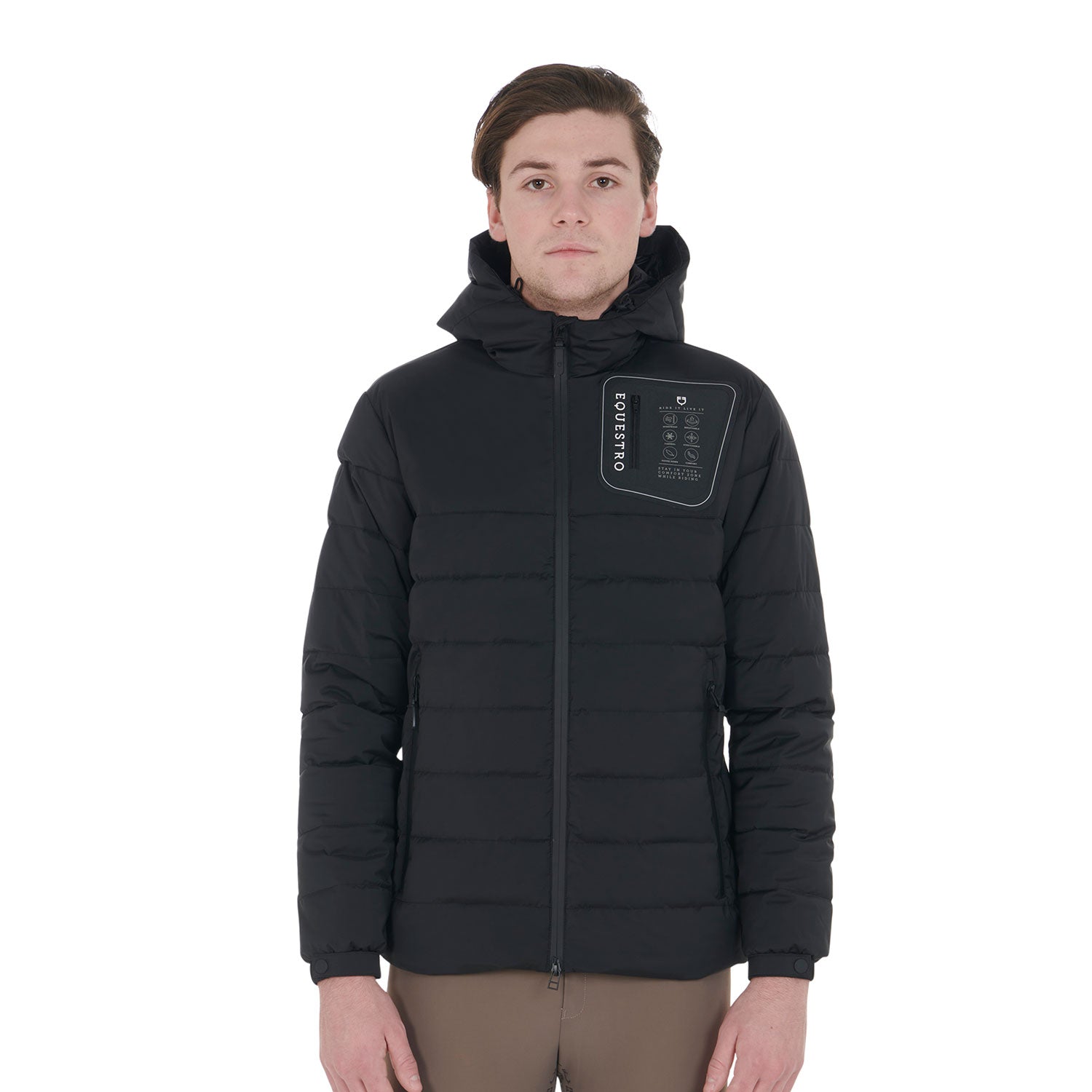 Equestro men's quilted stretch fabric jacket - neutra