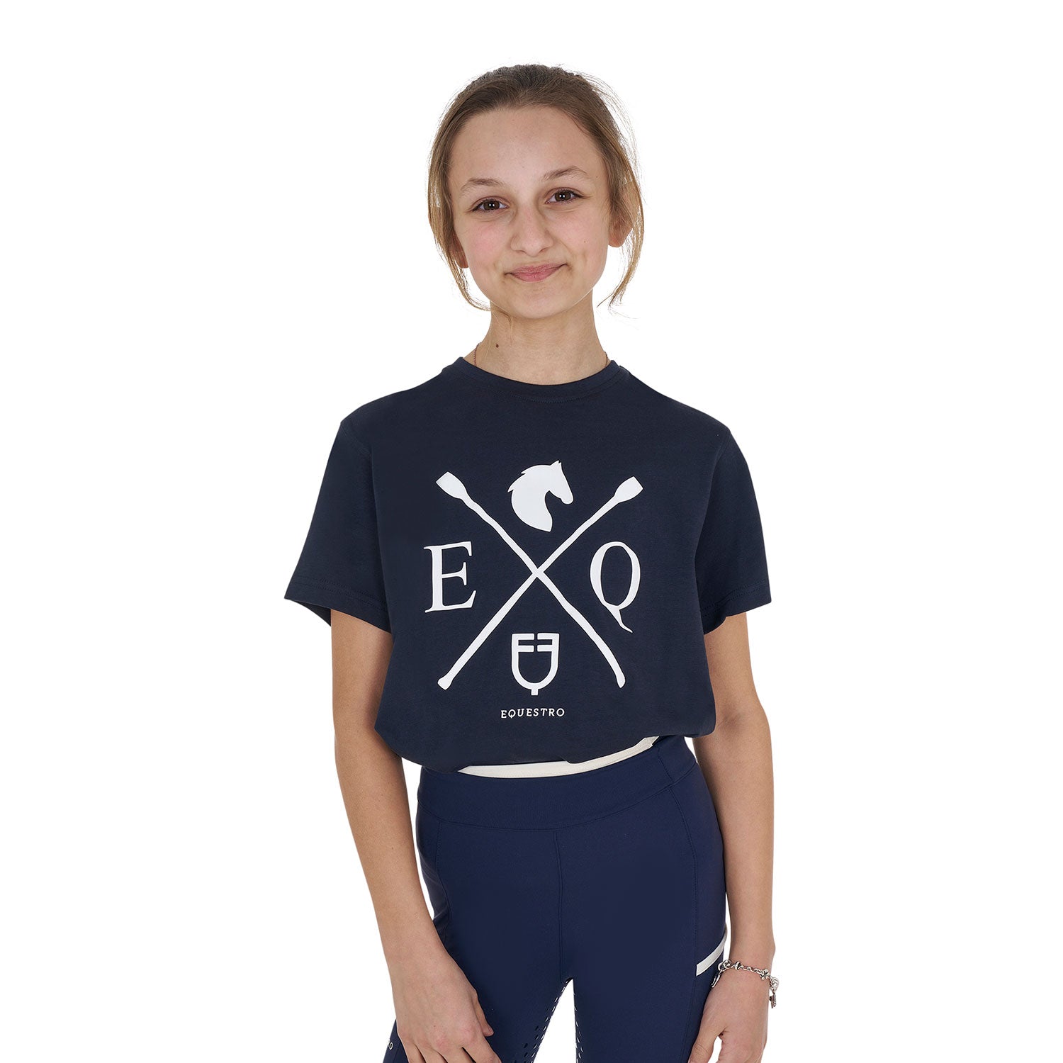Equestro girl's eq cotton t-shirt - Colore NAVY