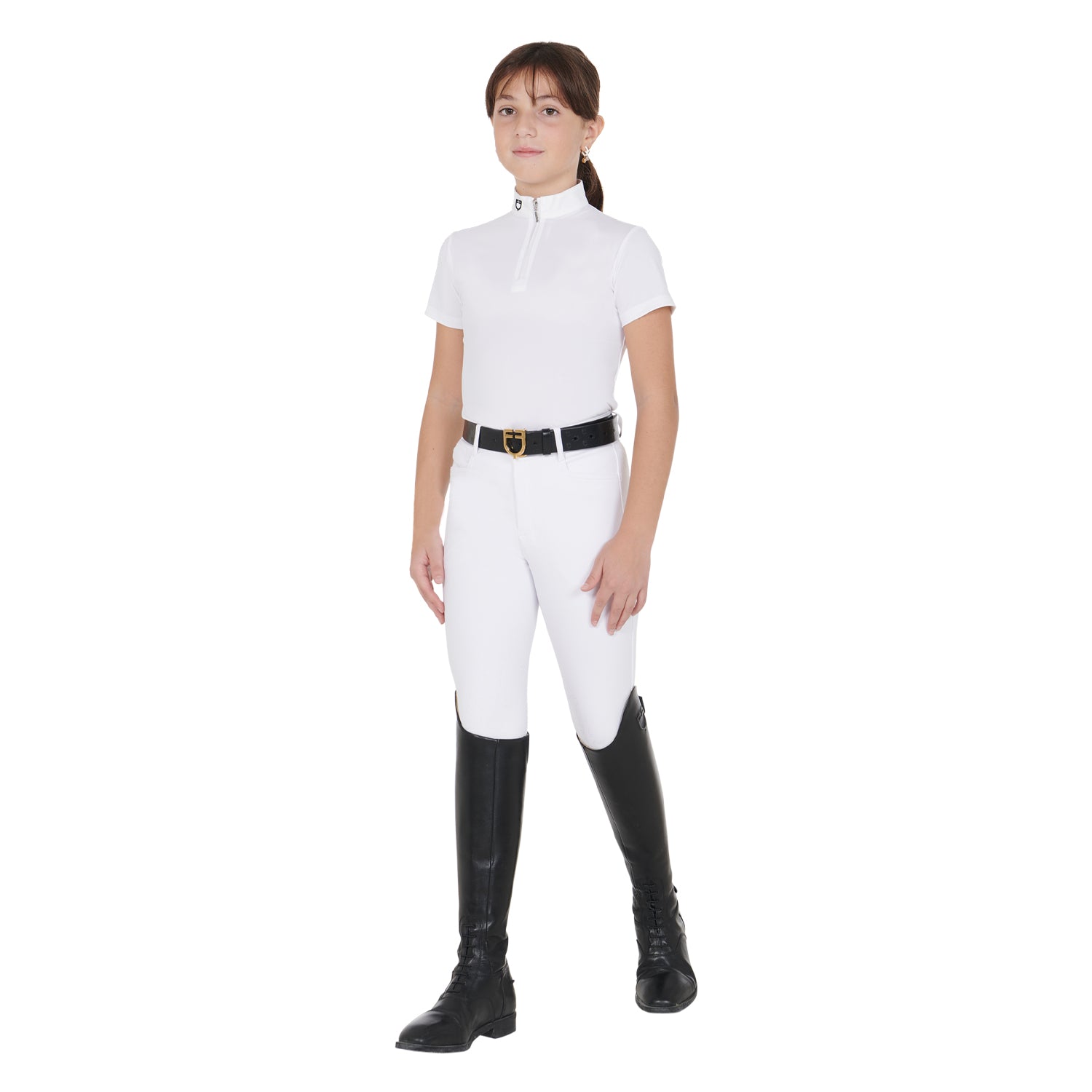 Equestro polo bambina zip manica corta modello lusineh - Colore WHITE