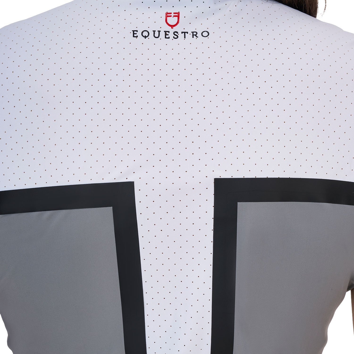 Equestro women's competition ridertechnology polo shirt ss with zip - Colore WHITE/MOCKINGBIRD (18-4015)