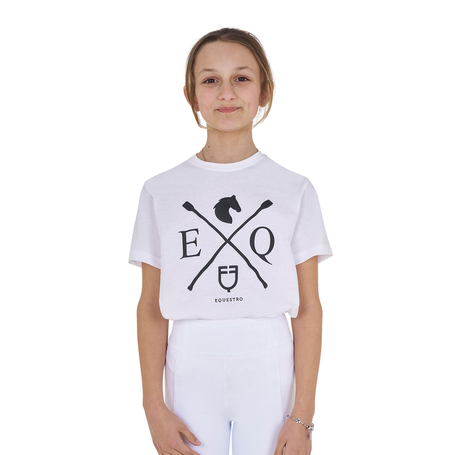 Equestro girl's eq cotton t-shirt - Colore WHITE