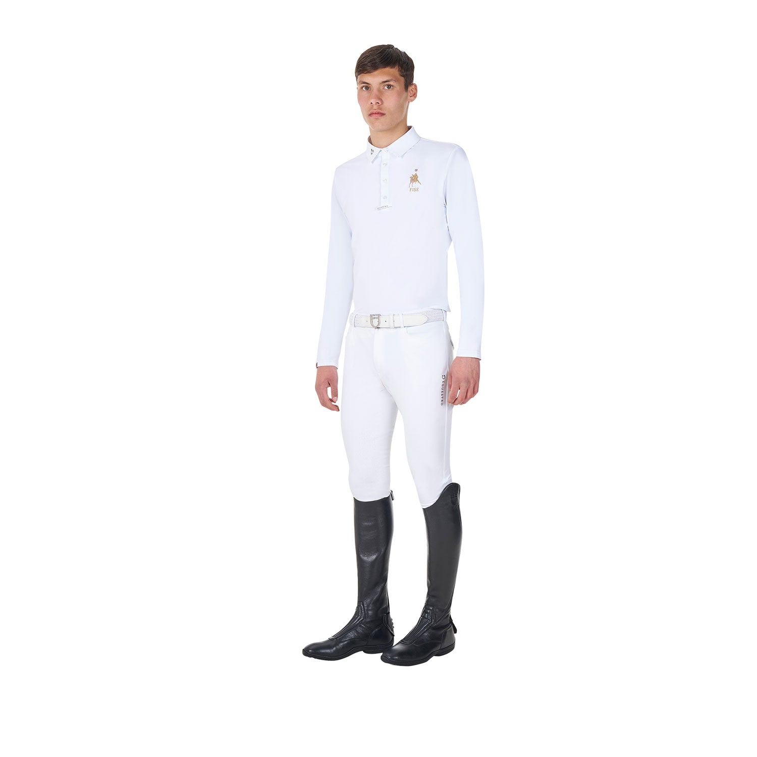 Equestro men's competition polo ls buttons equestroxfise - Colore WHITE