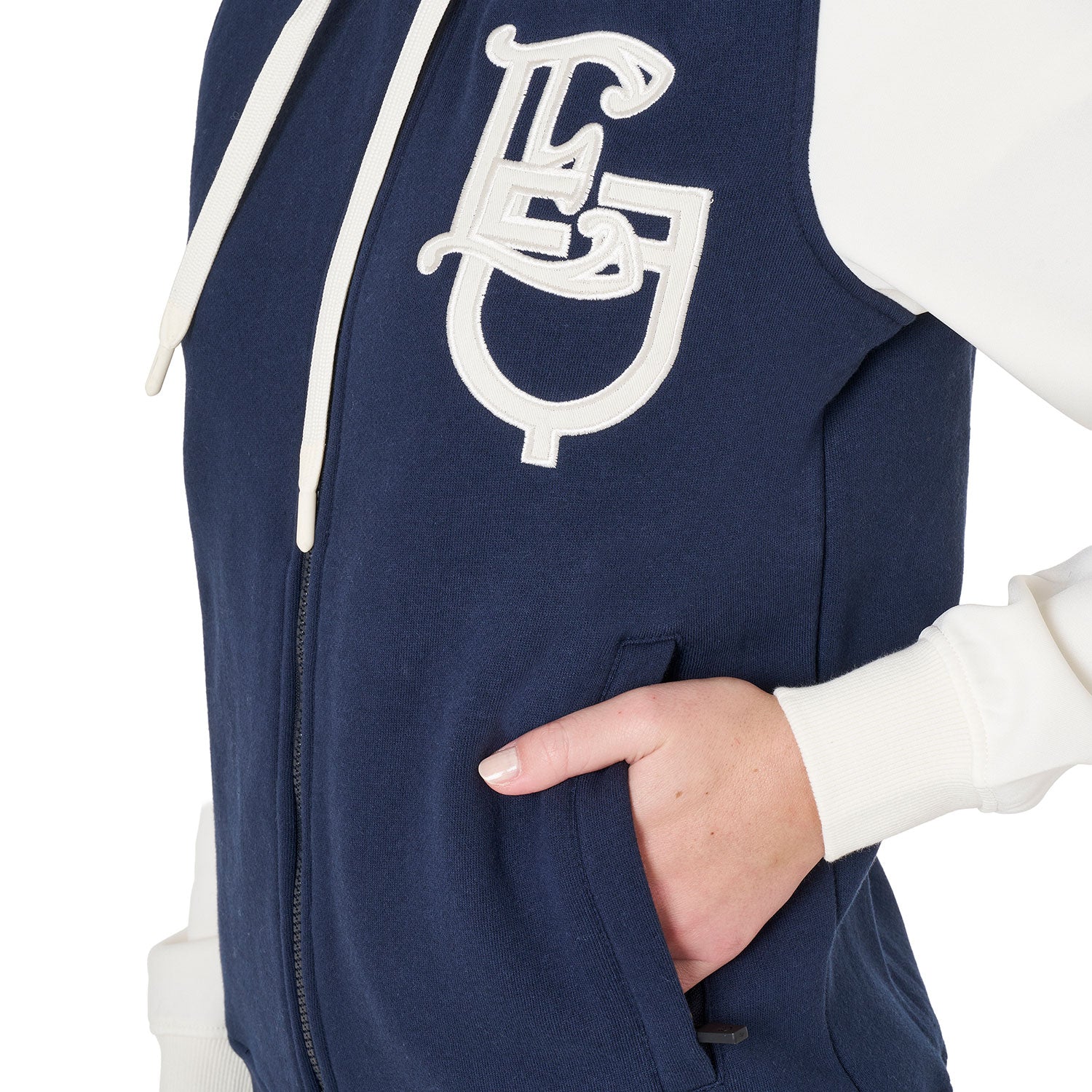 Equestro women's eq bicolor hoodie - Colore NAVY BLAZER (18-3923)/ANTIQUE WHITE (11-0105)