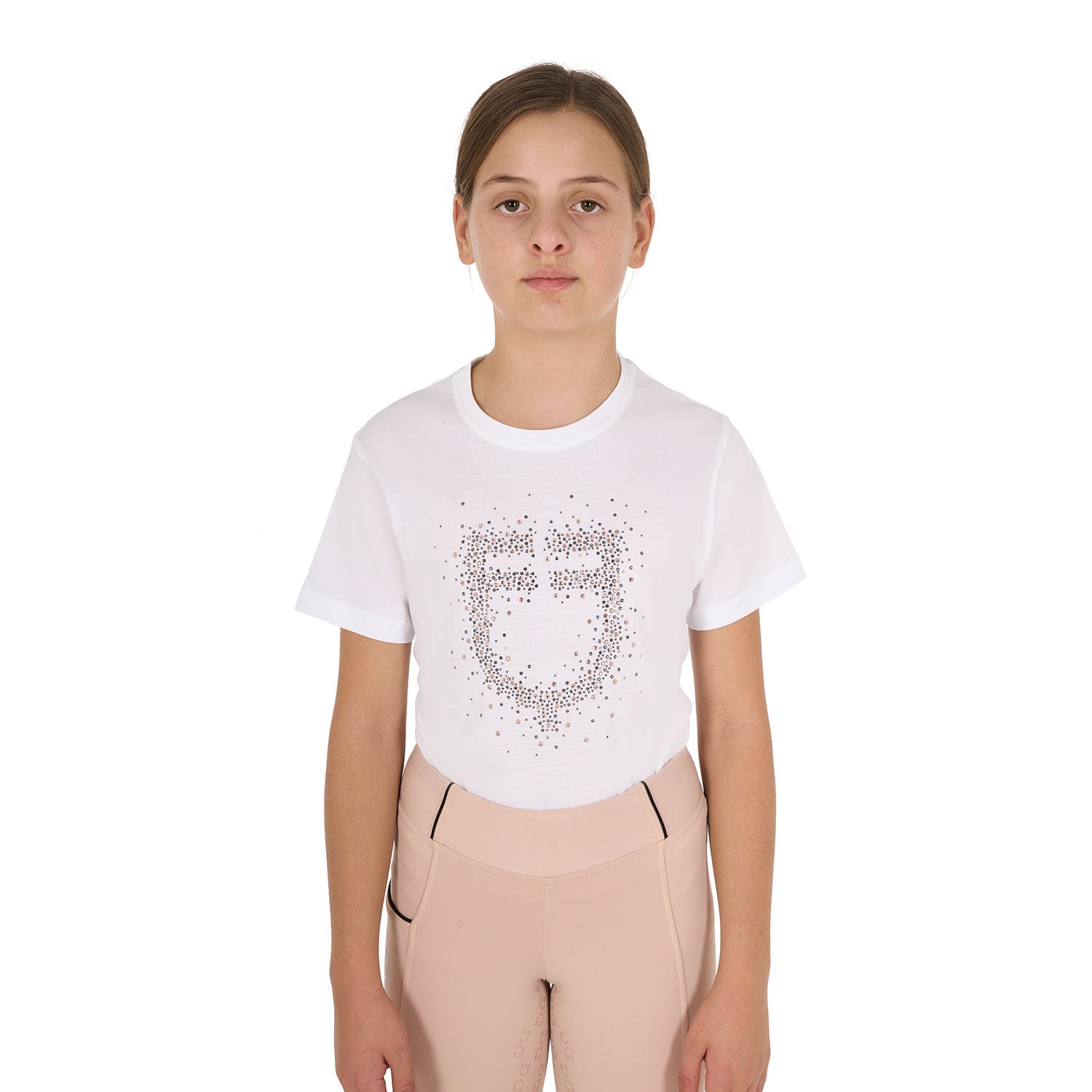 Equestro girl's pink diamond logo cotton t-shirt - neutra