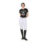 Equestro women's horse varsity cotton t-shirt - Colore BLACK