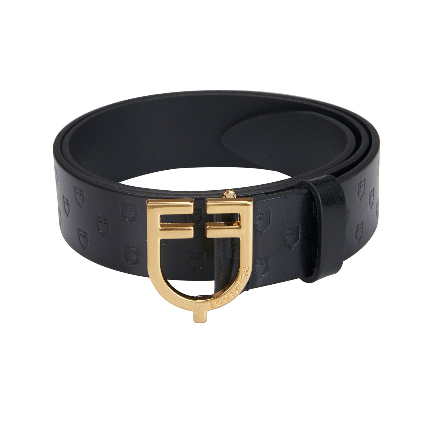 Equestro cintura in cuoio logata con fibbia logo - neutra