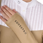 Equestro women's rhinestone competition polo shirt ls buttons - Colore BEIGE