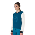Equestro women's winter eq sweatshirt - Colore BLUE CORAL (19-4526)/ ANTIQUE WHITE (11-0105)