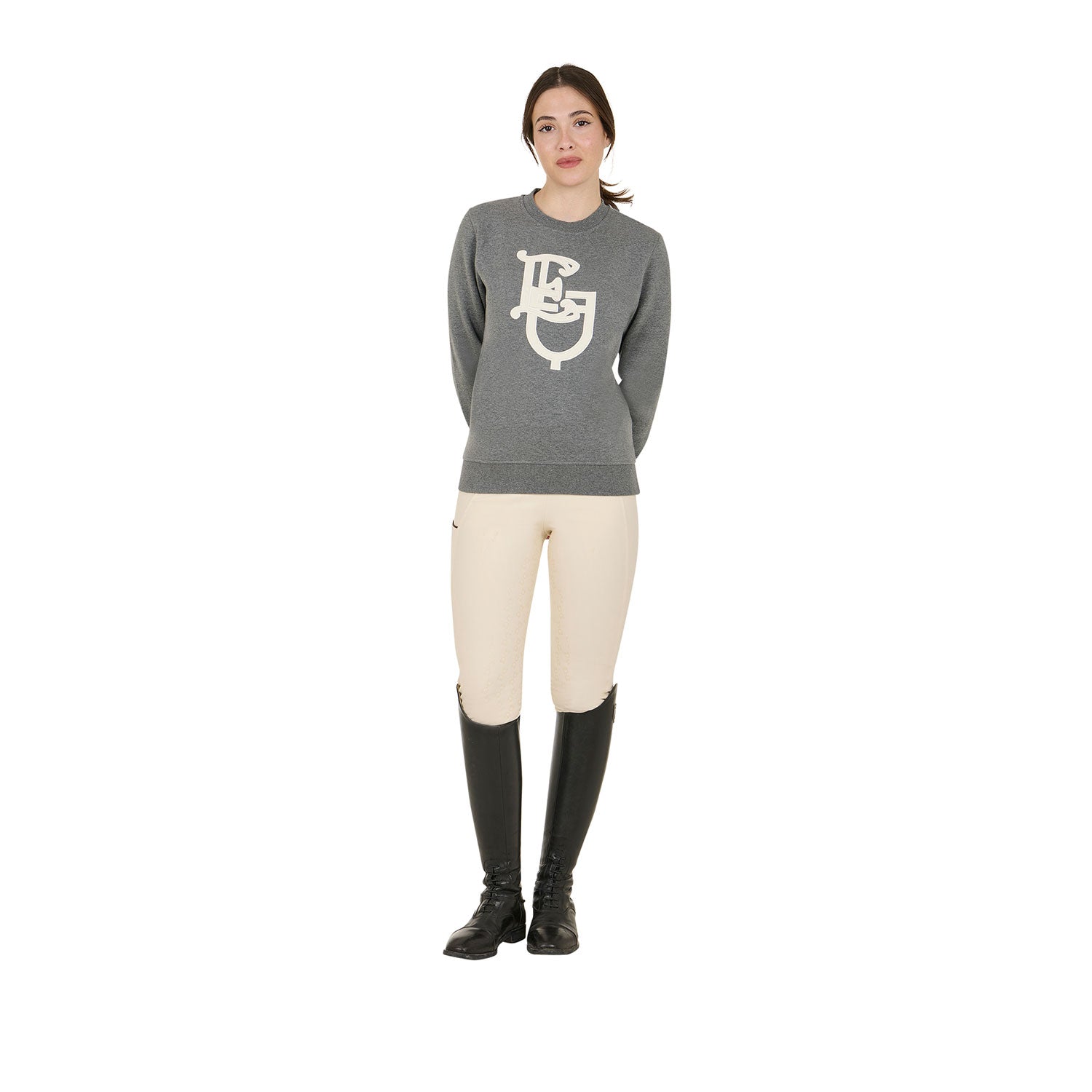 Equestro women's equestro monogram sweatshirt - Colore GREY MELANGE