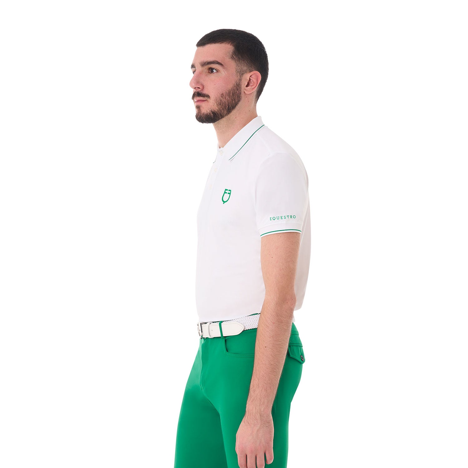 Equestro men's technical training polo - Colore WHITE/ULTRAMARINE GREEN (18-5338)