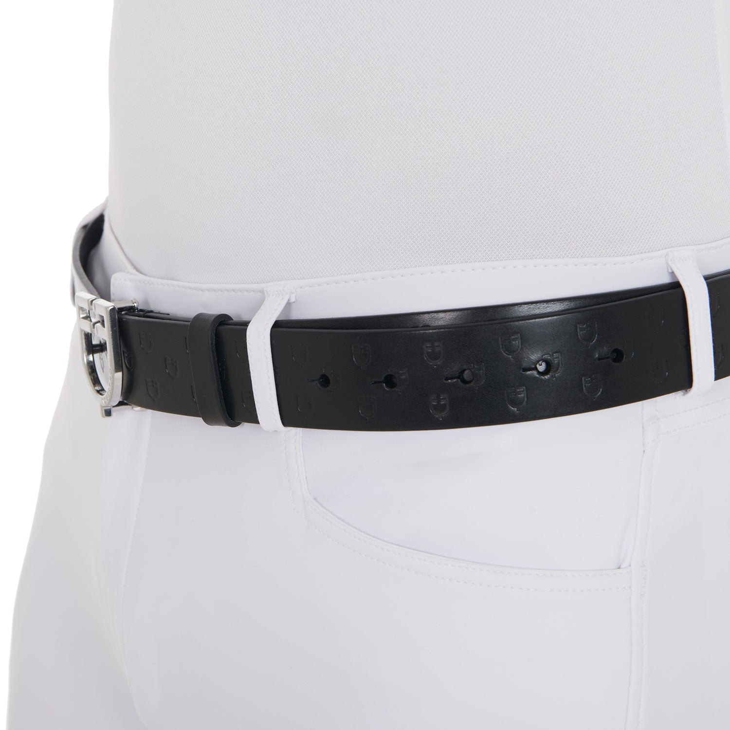 Equestro cintura in cuoio logata con fibbia logo - Colore SILVER/BLACK