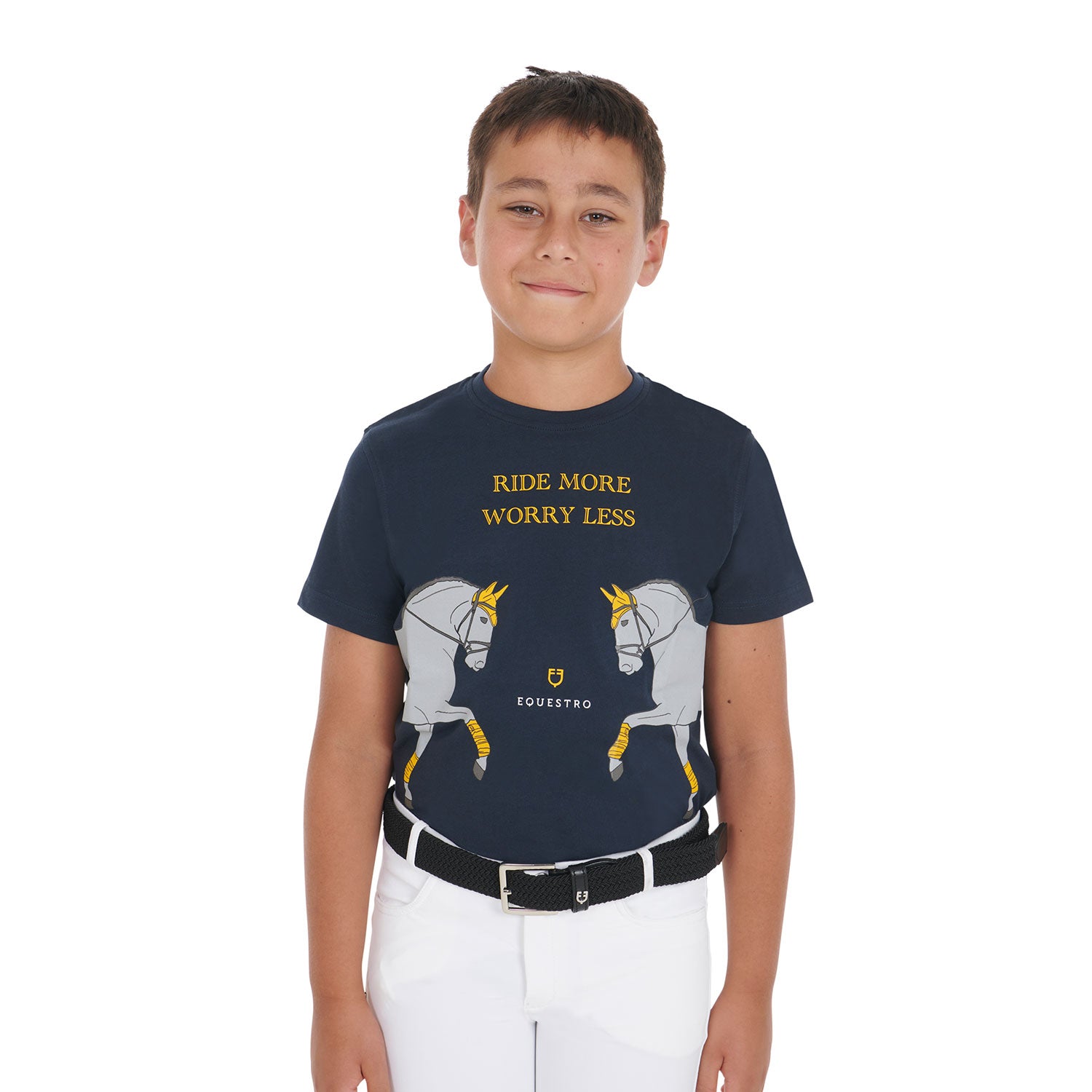 Equestro double dressage horse junior cotton t-shirt - neutra