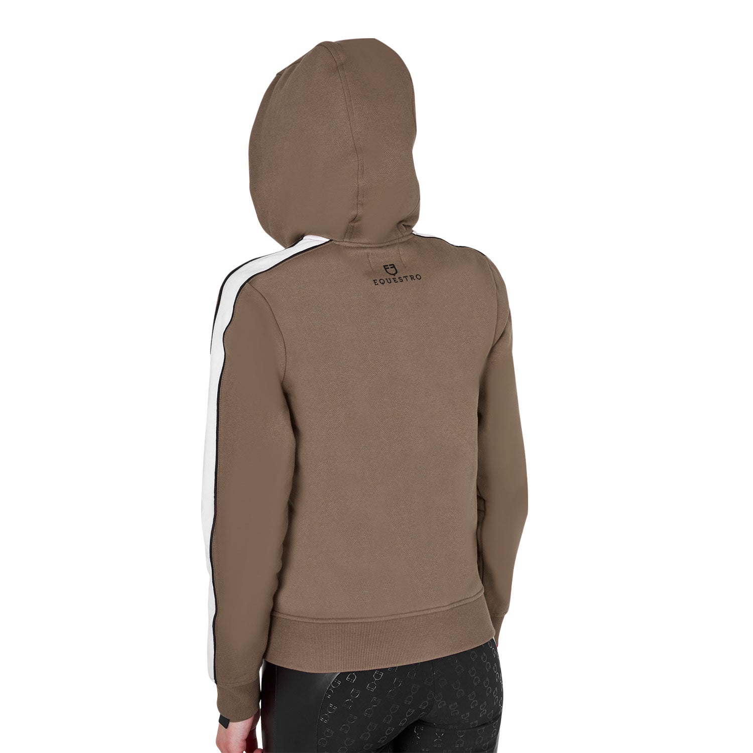 Equestro women's cotton fleece hoodie zip - Colore WALNUT (18-1112)