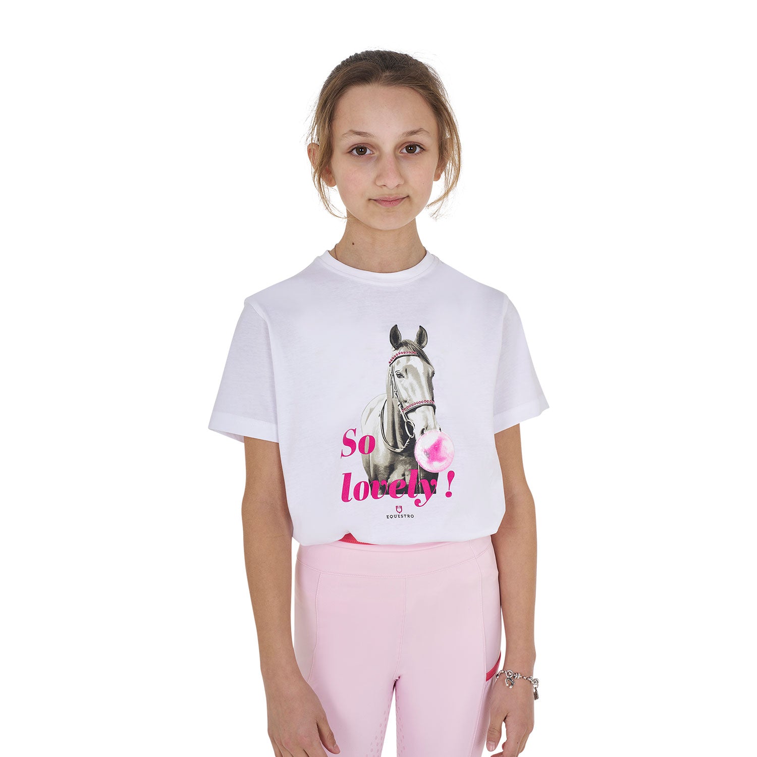 Equestro girl's so lovely cotton t-shirt - neutra