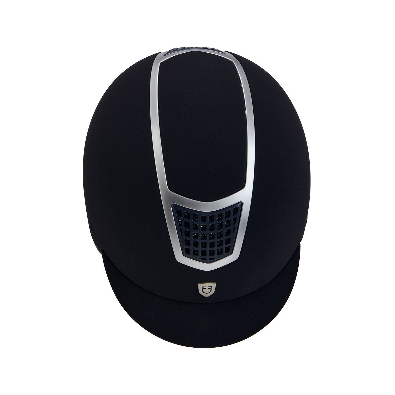 Equestro casco equestro modello eclipse plain velvet (3 padding) - Colore NAVY/SILVER
