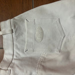 PANTALONE EQUITAZIONE DA BAMBINA BIANCO IN TESSUTO TECNICO CON TOPPE IN NABUR TONO SU TONO