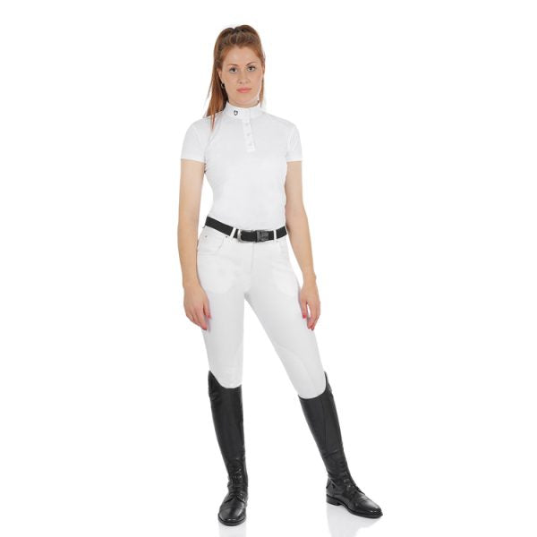 Pantalone equitazione da donna in cotone anatomico equestro modello race bianco