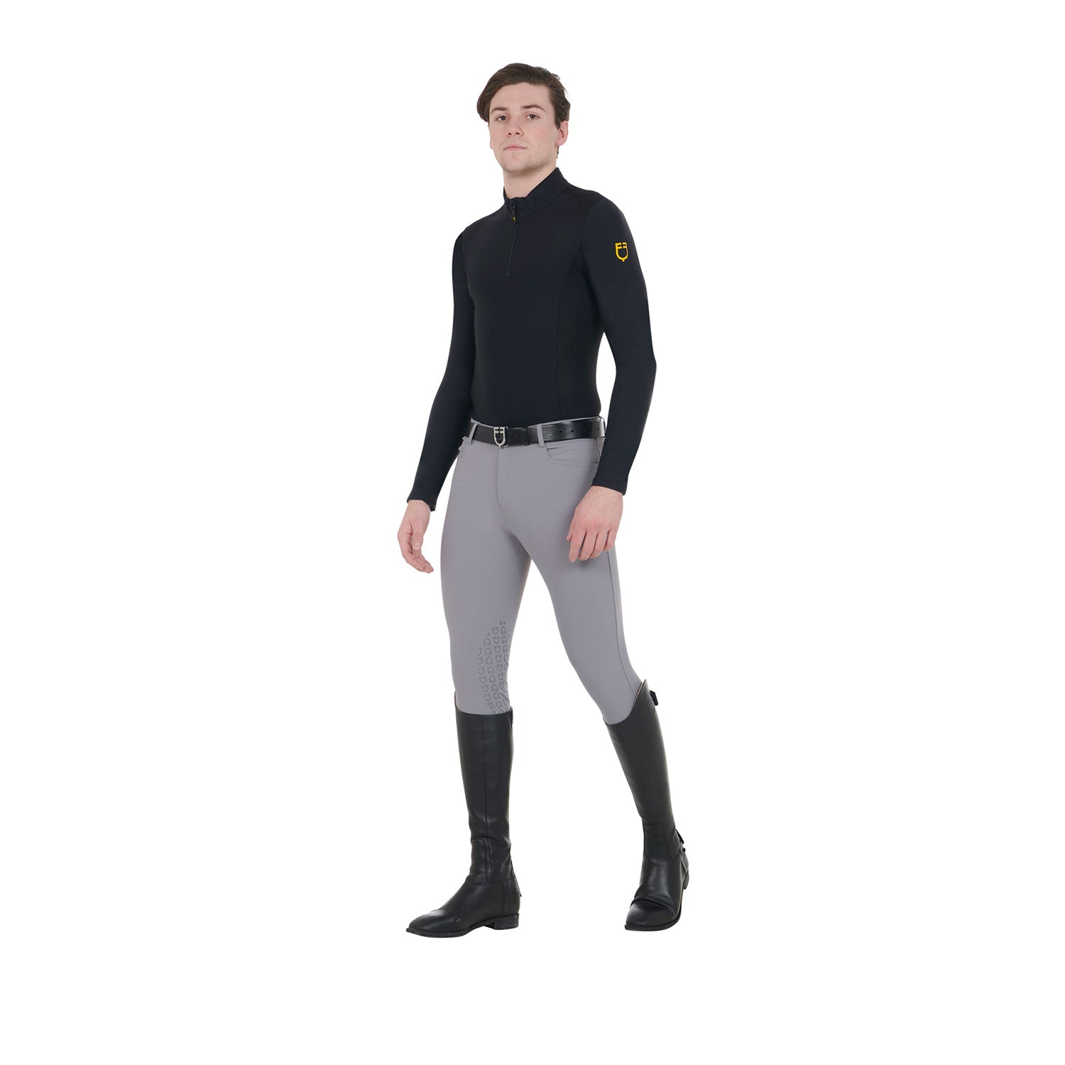 Pantaloni uomo slim fit tessuto tecnico Equestro Caspar, grip al ginoccho